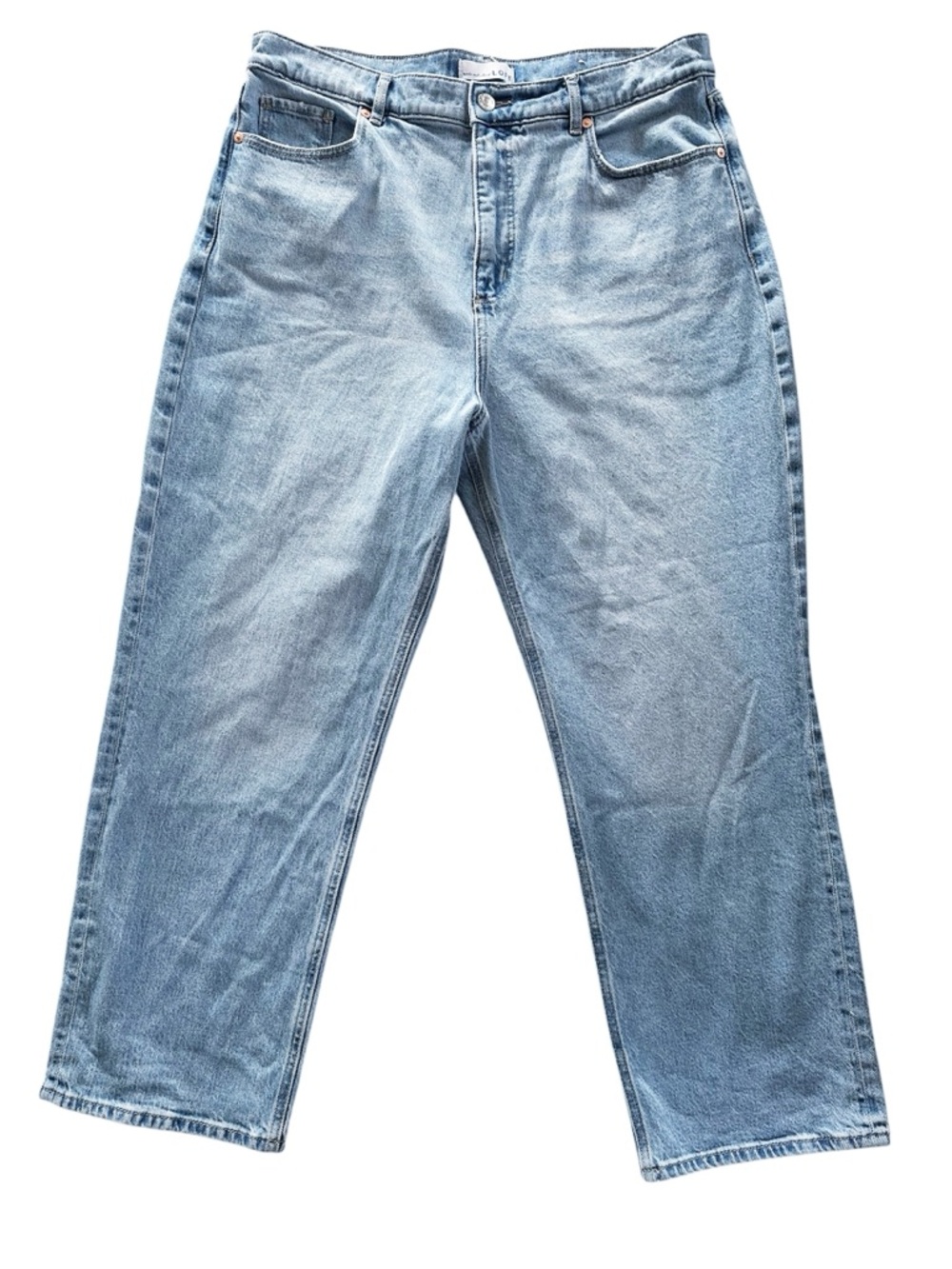 Loft The Straight Jeans Medium Wash High Rise Size 14 32
